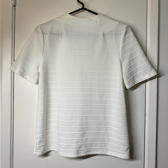 Anthropologie Tops - Anthropologie Sunday in Brooklyn White Striped High Neckline Button Back Top XS
